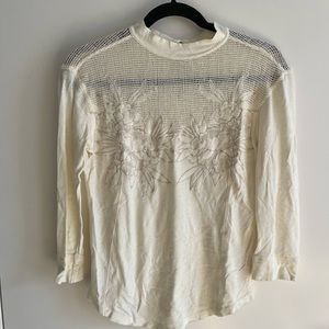 Free People Primrose top in Cream with floral appliqué
